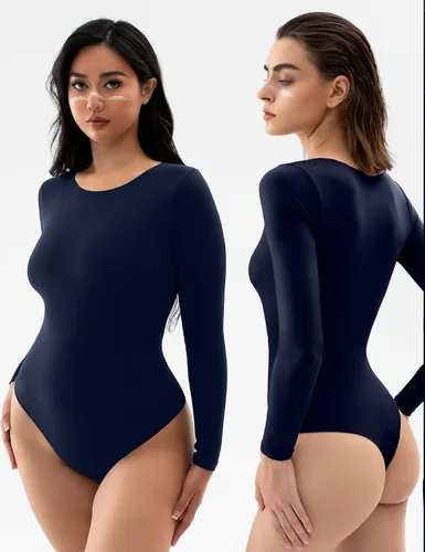 Vista 73 de PUMIEY Body de cuello redondo y manga larga con sensación de segunda piel para mujer, colección Smoke Cloud 01 Negro azabache