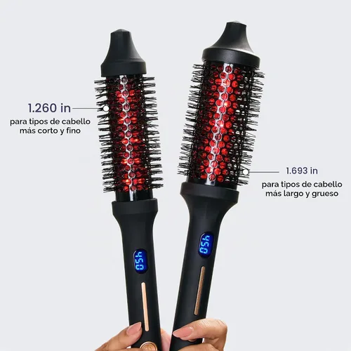 Vista 3 de Sutra Cepillo térmico – Cepillo redondo térmico ligero para peinar el cabello y soplar – Pantalla digital, apagado automático y tecnología iónica