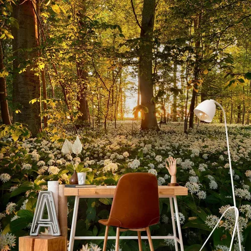 Vista 68 de artgeist Mural de pared premium Bosque púrpura, 79 x 55 pulgadas, papel tapiz no tejido, decoración de pared de vellón, impresión fotográfica