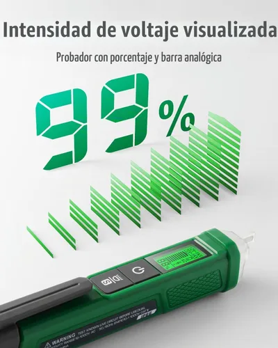 Vista 3 de TESMEN - Probador de voltaje, detector de voltaje sin contacto TN-213, probador eléctrico, CA 12V-/70V-1000V, doble rango, pantalla LCD