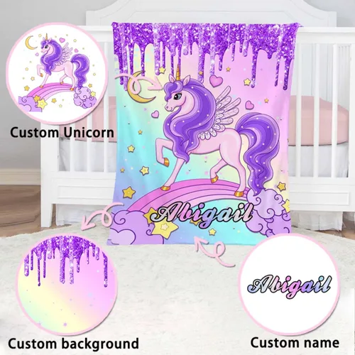 Vista 5 de MyPupSocks Manta Decorativa Personalizada con Nombre Personalizado Mantas para Niña Hija Nieta Manta Bonita (7 Tamaños)