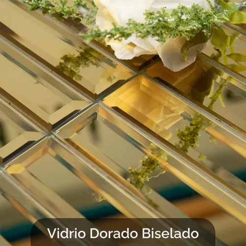 Vista 6 de Lovdeco - Tiras de espejo dorado para pegar y despegar para salpicadero de cocina y pared de baño, 30,5 x 30,5 cm, 5 piezas, 0,46 m².