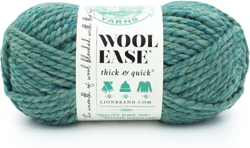 Vista 53 de Lion Brand Yarn - Ovillo de lana Wool-Ease Thick & Quick color fuerza aérea Super Bulky Wool Acrylic Blend Fiber for Soft Hats, Sweaters, Chunky