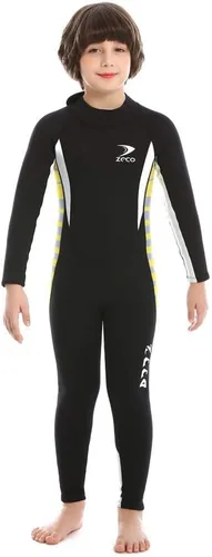 Vista 3 de Traje de neopreno completo de 0.098 pulgadas para niños, traje de baño de una pieza para niños y niñas, traje de buceo con cremallera trasera