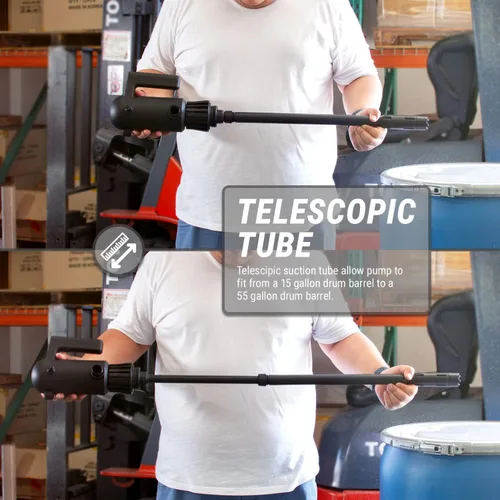 Vista 5 de TERA PUMP TREDRUME-CH-M Bomba química telescópica - Bomba eléctrica de barril de tambor de 55 galones con medidor de flujo/etanol/metanol/DEF/agua