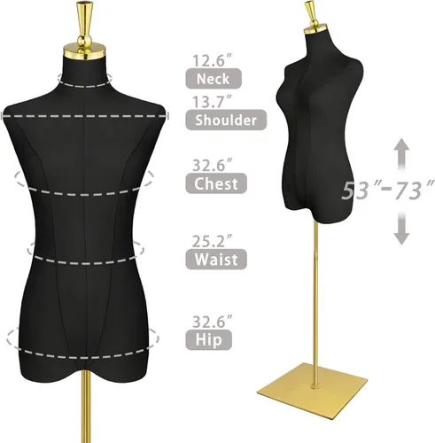 Vista 2 de Torso de maniquí para mujer, talla estándar de EE. UU. 0-2 Negro