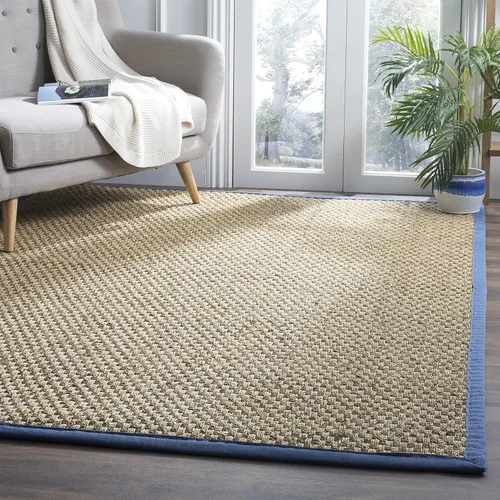 Vista 102 de SAFAVIEH Natural Fiber Collection NF114A - Alfombra de pasillo de hierba marina con patrón de tejido de cesta y borde, de 2 pies 6 pulgadas x 16