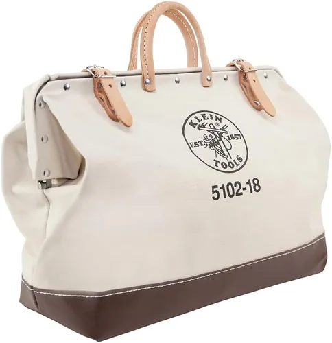 Vista 13 de Klein Tools 5102-12 Bolsa de herramientas resistente de lona natural, bolsa de herramientas portátil, bolsa multiusos con abertura amplia