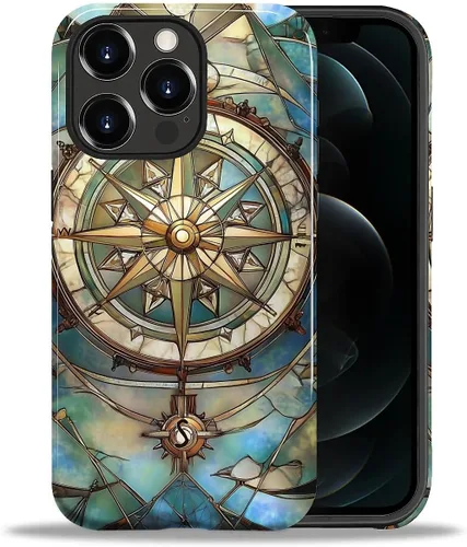 Vista 11 de ZHEGAILIAN Funda para iPhone 11, carcasa dura a prueba de golpes + silicona suave 2 en 1 híbrida, parachoques a prueba de caídas - Vidrio manchado