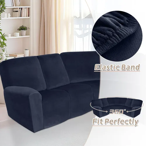Vista 73 de Arfntevss Fundas de sofá seccional reclinable de terciopelo, Funda de sofá seccional de esquina para sofá reclinable, Funda elástica suave