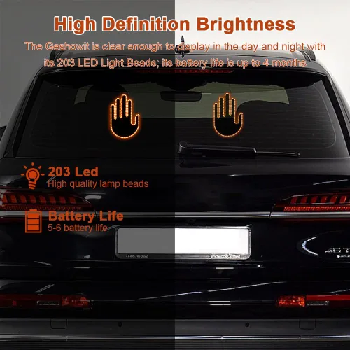 Vista 2 de Luz de dedo para automóvil con control remoto, divertida iluminación LED de gestos con 3 modos, recordatorio de advertencia de luz de señal