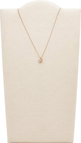 Vista 3 de Fossil collar con dije de acero inoxidable en tono rosa dorado para mujer