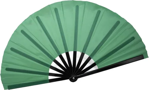 Vista 6 de QIRMIZI Abanico grande plegable para rave – Abanicos de tela de nailon, abanicos retro vintage para kung fu, tai chi, danza, festivales de música