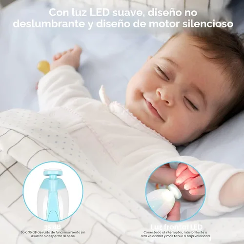 Vista 5 de Lima y taladro eléctrico para uñas de bebé sin garras afiladas, cortador de seguridad 6 en 1, recortador y cortaúñas para dedos de los pies y manos