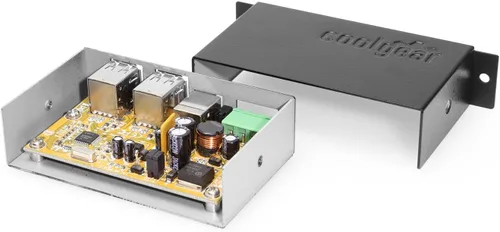 Vista 8 de Coolgear Concentrador USB industrial de 4 puertos, adaptador de corriente incluido, 480 mbps, entrada de 7-24 VCC, LED de estado de puerto, carcasa