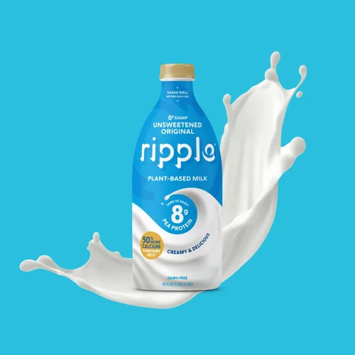 Vista 3 de Ripple, leche de guisantes, original, sin azúcar, 48 onza