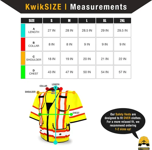 Vista 6 de KwikSafety Chaleco de seguridad Godfather Class 3 [amarillo, L] + paquete de casco de ala completa TORTOISE