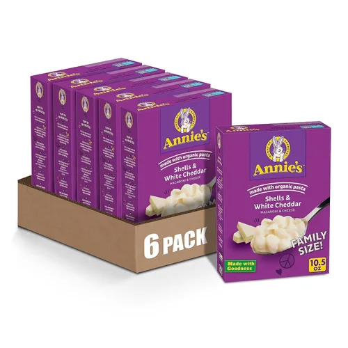 Vista 23 de Conchas de Annie's y Cheddar Añejo Real, hecho con pasta orgánica y queso real, 6 onzas