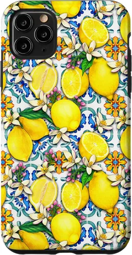 Vista 13 de Citrus Fruit Lemons Blue Tile Gardencore Farmcore Pattern Case for iPhone 17