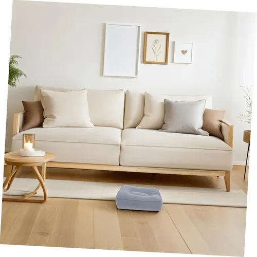 Vista 6 de FAVOMOTO Taburete inflable de viaje para reposapiés de 2 piezas, almohada gris fácil de inflar