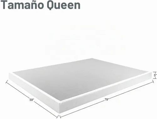 Vista 2 de Panana Base de colchón Queen de metal y madera, base de colchón con funda de tela, fácil montaje, sin ruido, antideslizante
