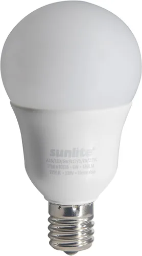 Vista 4 de Sunlite Bombilla LED A15 E17, bombillas de base intermedia, 6 vatios (equivalente a 40 W), 480 lúmenes, regulable, para ventilador de techo