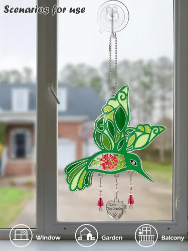 Vista 3 de KY&BOSAM Regalos para la abuela Colibrí de cristal para colgar en la Verde-te amo abuela