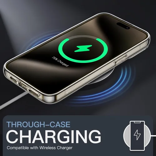 Vista 7 de JETech Funda magnética para iPhone 15 Pro de 6.1 pulgadas, compatible con carga inalámbrica MagSafe, a prueba de golpes, parte trasera transparente