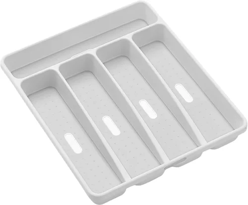 Vista 8 de madesmart Bandeja de cubiertos, organizador de cubiertos de 5 compartimentos para tenedores, cuchillos y cucharas, antideslizante, forro de agarre