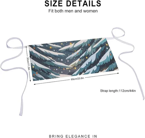 Vista 2 de Server Aprons with 3 Pockets Waist Apron Waterproof Half Apron Winter Pine Plants Short Cooking Aprons Bib