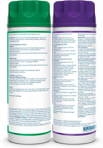 Vista 2 de Nikwax Down, Down DUO-Pack, 300ml, Detergente de lavado y impermeabilización para prendas de plumón, añade repelencia al agua DWR a chaquetas, ropa