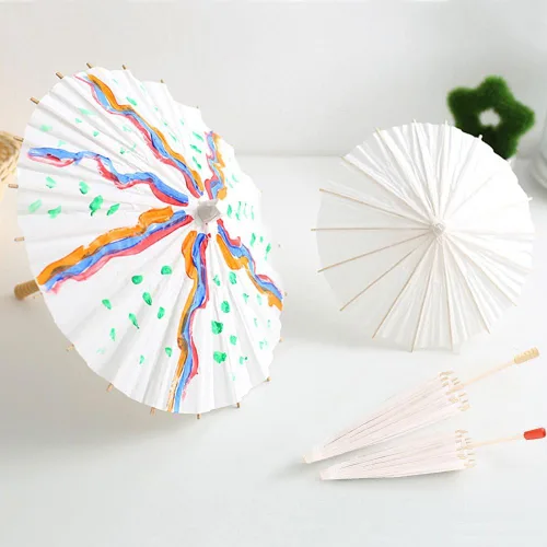 Vista 3 de Paraguas de bambú hecho a mano de 23 pulgadas de papel aceitado, paraguas de baile clásico chino japonés para bodas, fiestas, fotografía, disfraces