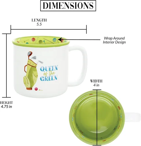 Vista 5 de Pavilion Gift Company Queen Of The Green - Taza de té de café de 18 onzas con humor divertido regalo para amantes del golf