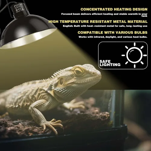 Vista 2 de Lámpara estándar de cúpula de 8.5 pulgadas para lámparas de calentamiento de reptiles, emisores de calor cerámicos para objetos, hasta 200W