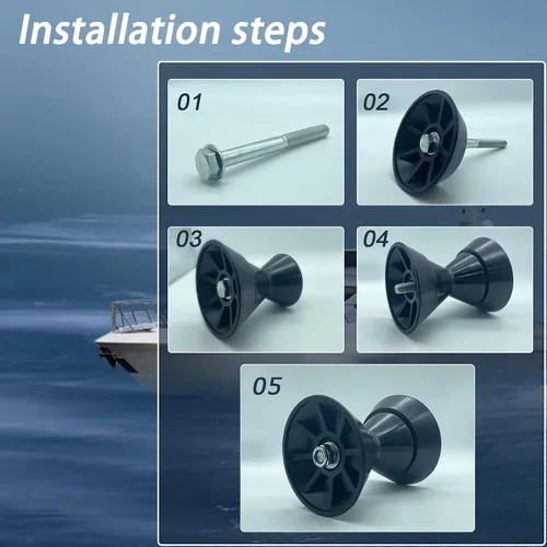 Vista 5 de Ensamblaje de rodillo de remolque de arco de barco de 3 pulgadas con campanas de extremo con eje de 1/2 pulgada, se adapta a soporte de remolque