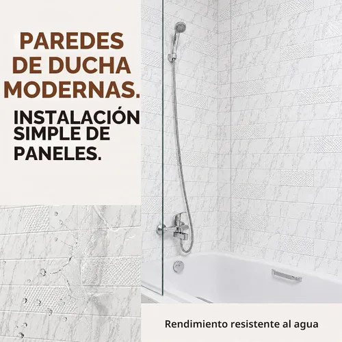 Vista 7 de Versa Tile - Panel de pared de PVC para bañera y ducha, color mármol, 96