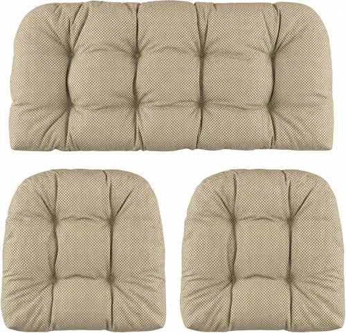 Vista 39 de RSH DECOR: Sunbrella - Juego de 3 cojines de mimbre copetudos 41 x 19 pulgadas y 19 x 19 pulgadas Fabricado con tela de rendimiento Sunbrella