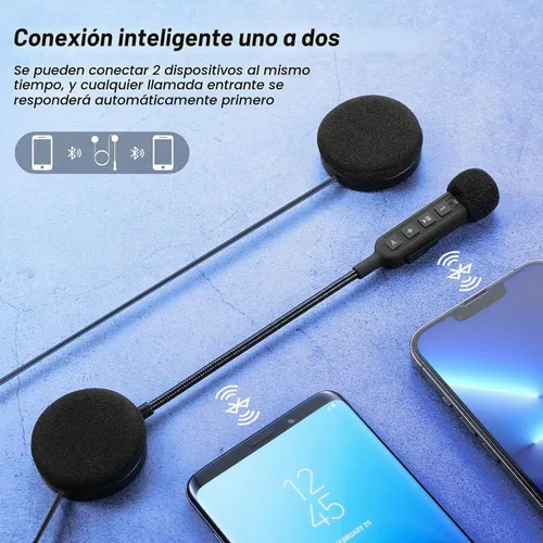 Vista 4 de Auriculares Bluetooth 5.3 para casco de motocicleta con batería de 900 mAh, auriculares inalámbricos para exteriores manos libres, control