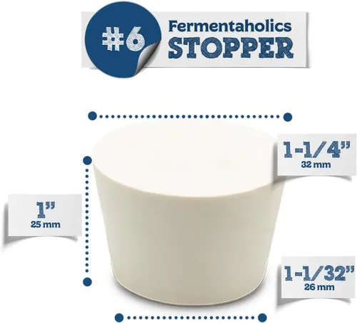 Vista 3 de Tapones de goma TPE de fermentación - Tapones sólidos (#6 Tapón, paquete de 4)