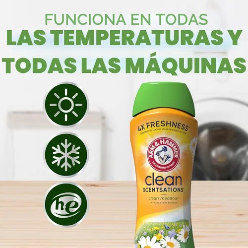 Vista 4 de Arm & Hammer Scentsationse limpio en lavado olor booster - prado limpio, 24 oz Fragancia de lavandería en lavado, frescura duradera para ropa