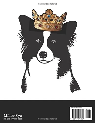 Vista 2 de Border Collie Border Collie KingQueen Wearing Crown 8.5 x 11 Notebook Journal, 200 lined pages
