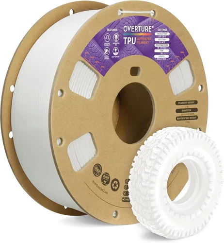 Vista 71 de OVERTURE - Filamento de TPU de 1/16 pulgadas, rollo flexible de poliuretano termoplástico, impresora 3D suave, 95A, carrete de 2.2 libras, precisión