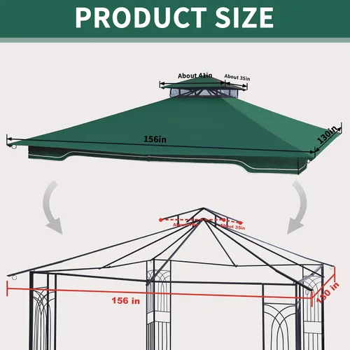 Vista 5 de SCOCANOPY Toldo de Repuesto para Cenador para Cenador de Patio Regency II de 10 x 12 pies, Modelo L-GZ798PST,A101004104,A101004105,(Verde Bosque)