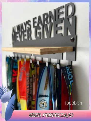 Vista 9 de iBobbish Premium Trophy and Medal Display Shelf,Metal Trophy Shelf with Hooks Upgraded,Trophy Display,Sturdy Trophy Shelf with Hooks for Medals in