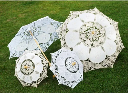 Vista 8 de Toyvian 2 paraguas de boda para novia, paraguas pequeño de encaje para boda, paraguas de encaje para novia, regalo de boda, accesorios de fotos