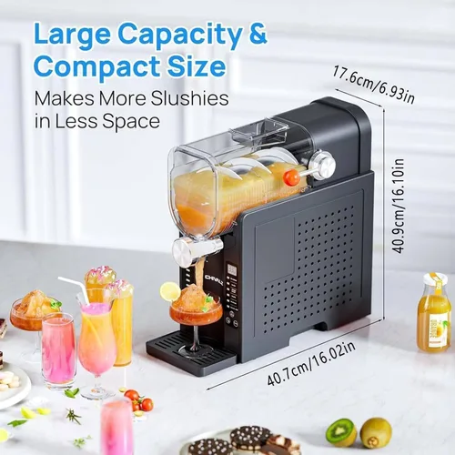 Vista 6 de Máquina profesional de granizado de 1.6 L, máquina de bebidas de acero inoxidable con 6 programas preestablecidos, limpieza automática, perfecta
