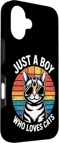 Vista 3 de Just A Boy Who Loves Cats Cat Dad Kitty Parent Feline Boys Case for iPhone 16