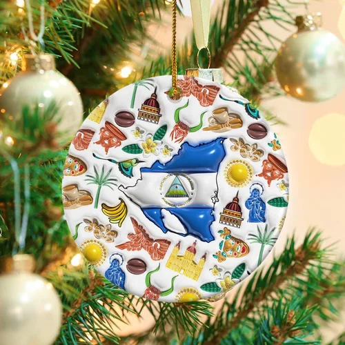 Vista 87 de Lotacy Bandera argentina argentina de Navidad de cerámica 2D impresa adorno con símbolos, decoración del hogar argentina regalos para hombres