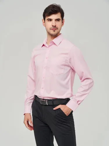 Vista 31 de corfty Camisa de vestir de manga larga para hombre, ajuste regular, elástica, sin arrugas, casual, con botones