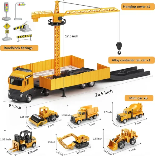 Vista 7 de WEOLULU Camión de construcción Juguetes Regalo de cumpleaños para niños de 3 a 5 años
